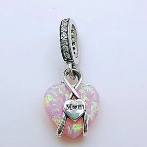 Pandora Mum Opalescent Heart Dangle Charm